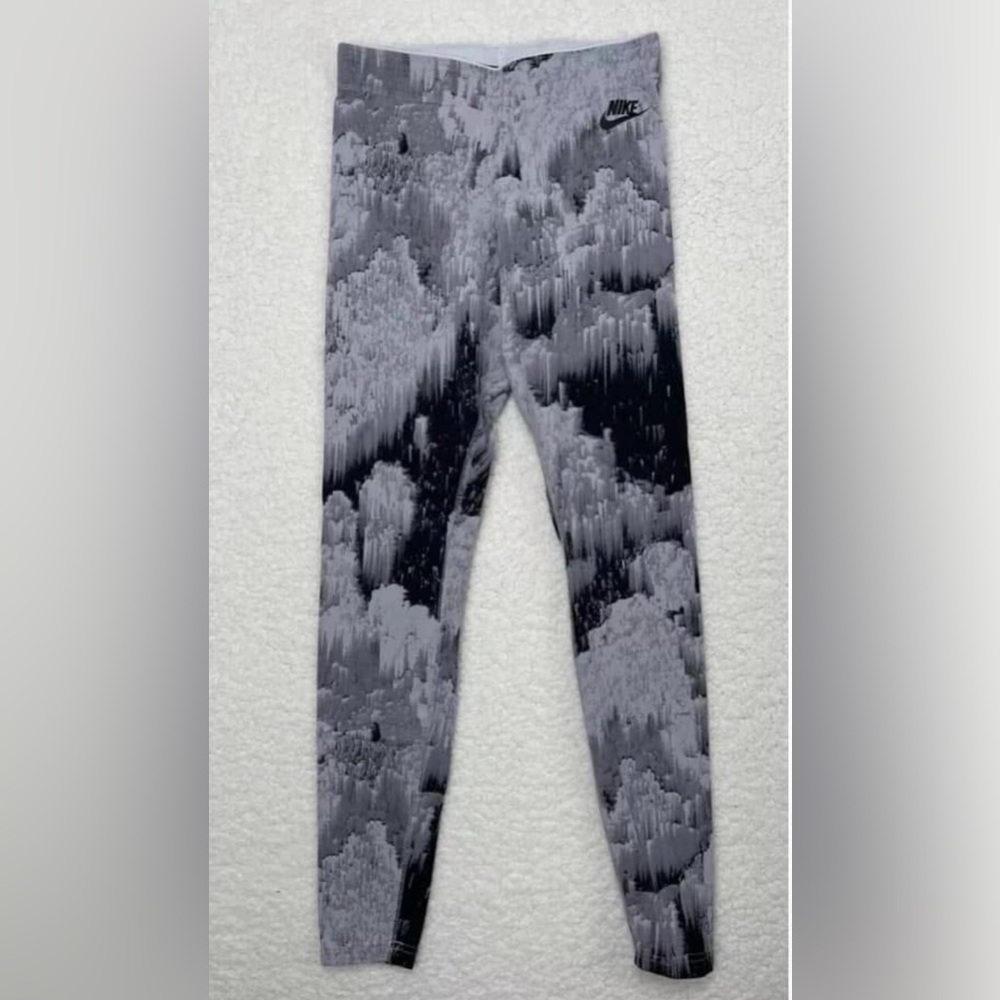 NIKE Power Mesh Leggings Small DRI-FIT Gray Black Women's Yoga Activewear